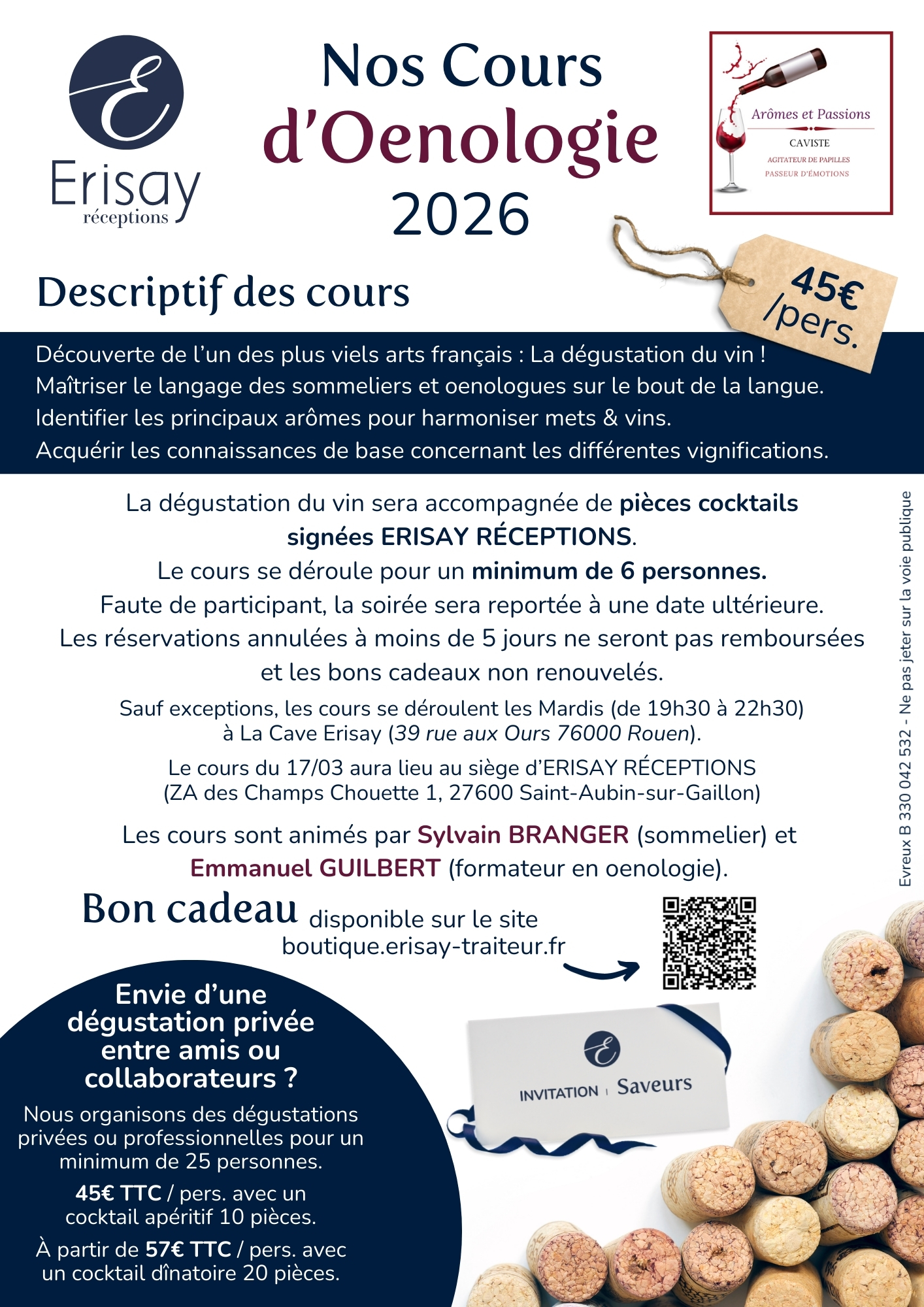 Flyers cours œnologie 2026 recto